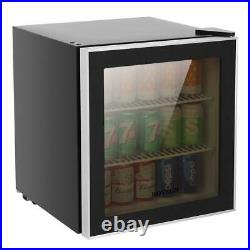 1.6 Cu Ft Free Standing Beverage Cooler Mini Fridge Stainless Steel Glass Door