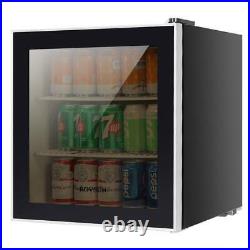 1.6 Cu Ft Free Standing Beverage Cooler Mini Fridge Stainless Steel Glass Door