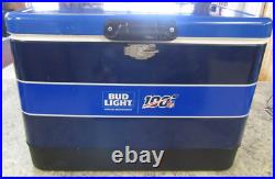 100 Years of NFL / Bud Light Blue Metal Cooler Ice Chest Insulated Large RARE