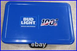 100 Years of NFL / Bud Light Blue Metal Cooler Ice Chest Insulated Large RARE