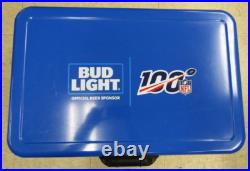 100 Years of NFL / Bud Light Blue Metal Cooler Ice Chest Insulated Large RARE