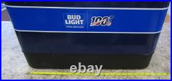 100 Years of NFL / Bud Light Blue Metal Cooler Ice Chest Insulated Large RARE