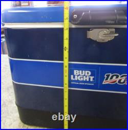 100 Years of NFL / Bud Light Blue Metal Cooler Ice Chest Insulated Large RARE