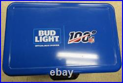 100 Years of NFL / Bud Light Blue Metal Cooler Ice Chest Insulated Large RARE