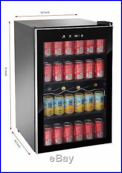110 Can LED Lighting Beverage Center Cooler Small Fridge Refrigerator Glass Door