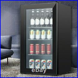 120 Can 3.1 Cu. Ft. Beverage Soda Beer Bar Mini Fridge Cooler Glass Door Black