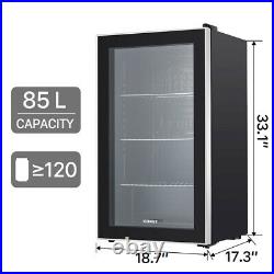 120-Can Beverage Cooler Refrigerator with Glass Door Mini Fridge for Home Office