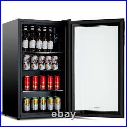 120-Can Beverage Cooler Refrigerator with Glass Door Mini Fridge for Home Office