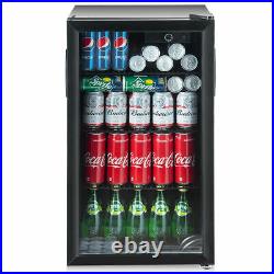 120 Can Beverage Refrigerator Beer Wine Soda Drink Cooler Mini Fridge Glass Door