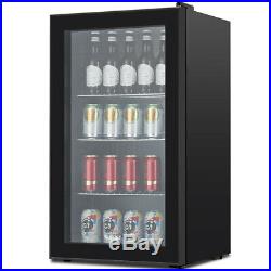 120 Can Mini Fridge Cooler 3.1 Cu. Ft. Beverage Beer Soda Bar Glass Door Black