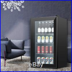 120 Can Mini Fridge Cooler 3.1 Cu. Ft. Beverage Beer Soda Bar Glass Door Black