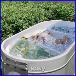 120-Qt Rolling Ice Chest Cooler Cart Party Bar with Wheels, White