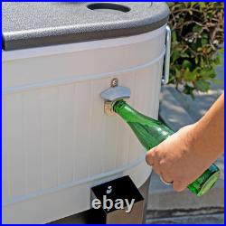 120-Qt Rolling Ice Chest Cooler Cart Party Bar with Wheels, White
