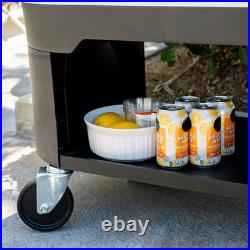 120-Qt Rolling Ice Chest Cooler Cart Party Bar with Wheels, White