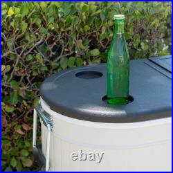 120-Qt Rolling Ice Chest Cooler Cart Party Bar with Wheels, White