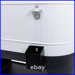 120-Qt Rolling Ice Chest Cooler Cart Party Bar with Wheels, White