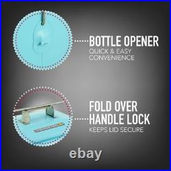 14-Qt Retro Vintage Portable Ice Chest, Hard Metal Personal Cooler for Campin