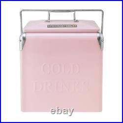 14-Quart Small Cooler Ice Chest Retro Vintage Classic Style Hard Metal Cool