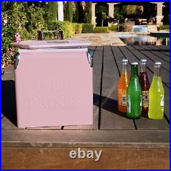 14-Quart Small Cooler Ice Chest Retro Vintage Classic Style Hard Metal Cool