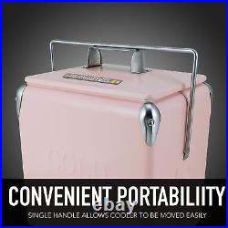 14-Quart Small Cooler Ice Chest Retro Vintage Classic Style Hard Metal Cool