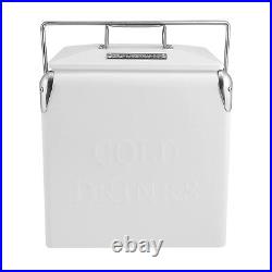 14-Quart Small Cooler Ice Chest Retro Vintage Classic Style Hard Metal Coole