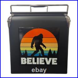 14Qt Retro Metal Ice Chest Cooler, Beer&Beverage Insulated Ice Bucket for Outdoor