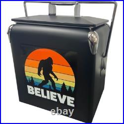 14Qt Retro Metal Ice Chest Cooler, Beer&Beverage Insulated Ice Bucket for Outdoor