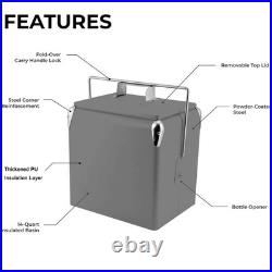 14Qt Retro Metal Ice Chest Cooler, Beer&Beverage Insulated Ice Bucket for Outdoor