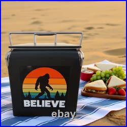 14Qt Retro Metal Ice Chest Cooler, Beer&Beverage Insulated Ice Bucket for Outdoor