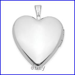 14k 20mm White Gold Breast Cancer Heart Locket Pendant Charm Fine Jewelry Women