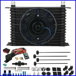 15 Row Engine Trans-mission Oil Cooler Fan 6an Hose 180'f Thermostat Switch Kit