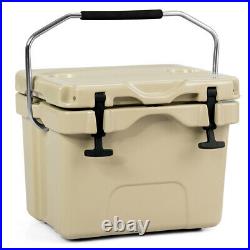 16 Quart Cooler Portable Ice Chest Leak-Proof 24 Cans Ice Box for Camping Khaki