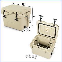 16 Quart Cooler Portable Ice Chest Leak-Proof 24 Cans Ice Box for Camping Khaki