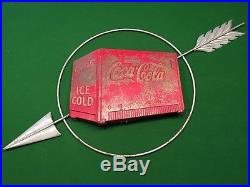 1940's Coca-Cola Cooler with Arrow Kay Display Metal sign original paint