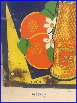 1940s Eze-orange Drink Tin Metal Sign Cooler Soda Advertising Pepsi Coke