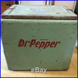 1940s Vintage Dr Pepper embossed Green Soda Metal Cooler mint cola soda bottle