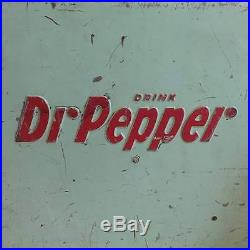 1940s Vintage Dr Pepper embossed Green Soda Metal Cooler mint cola soda bottle