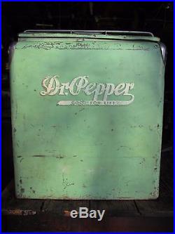 1940s Vintage Original Dr Pepper Metal Green Soda Cooler