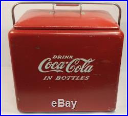 1950's-60's Drink Coca Cola in Bottles Metal Ice Chest
