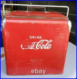 1950's Drink Coke Coca-Cola Red Metal Cooler Acton Mfg Co Arkansas City KS USA