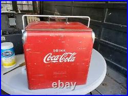 1950's Drink Coke Coca-Cola Red Metal Cooler Acton Mfg Co Arkansas City KS USA