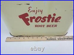 1950's Frostie Root Beer Metal Picnic Cooler RARE withLocking Handle Advertising