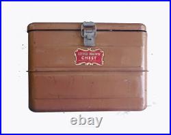 1950's LITTLE BROWN CHEST ALL METAL COOLER BY HEMP & Co CLEAN