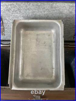 1950's Little Brown Chest Ice Box Cooler All Metal Hemp & Co with Tray & Icepick