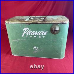 1950's Pal Pleasure Chest Metal Picnic Cooler Rare Green Color