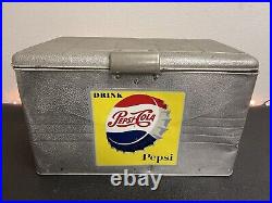 1950's Pepsi Cola Vintage Metal Aluminum Drink Cooler/Ice Chest