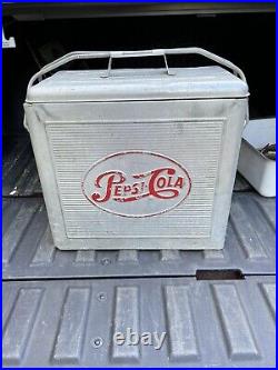 1950's Pepsi Cola Vintage Metal Aluminum Drink Cooler/Ice Chest, Silver