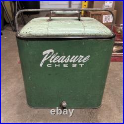 1950's Pleasure Chest Metal Picnic Cooler Rare Green Color 1950's Pleasure Chest Metal Picnic Cooler Rare Green Color