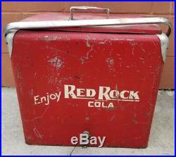 1950's RED ROCK COLA Drink Metal Picnic Cooler Progress Ref. Co Louisville KY