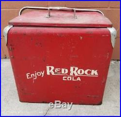 1950's RED ROCK COLA Drink Metal Picnic Cooler Progress Ref. Co Louisville KY